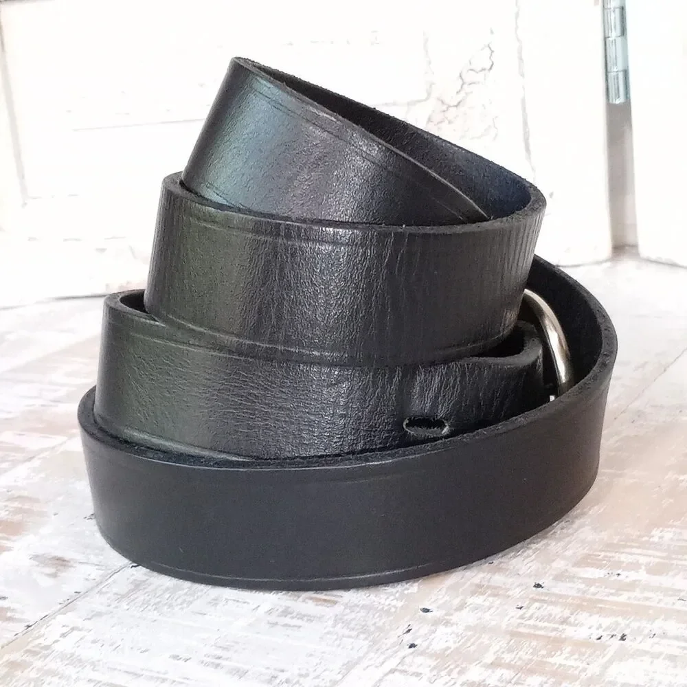 Y2K Vintage Twin Hill UPS Leather Belt 48 52 Black Silver Workwear Gorp USA Made